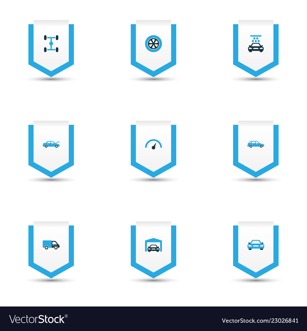 Auto icons colored set with wheelbase truck