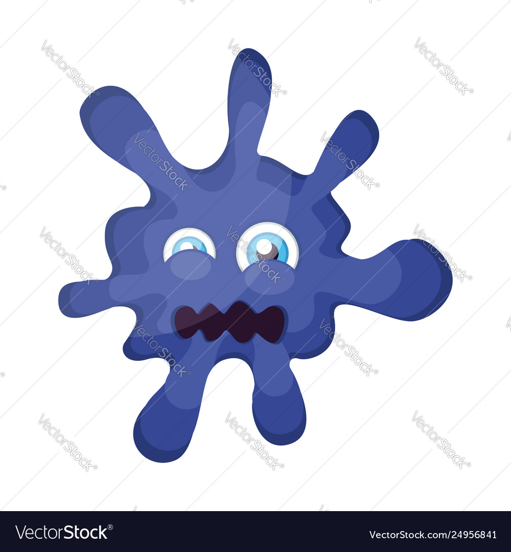 Blue emoji splashed onto wall on a white