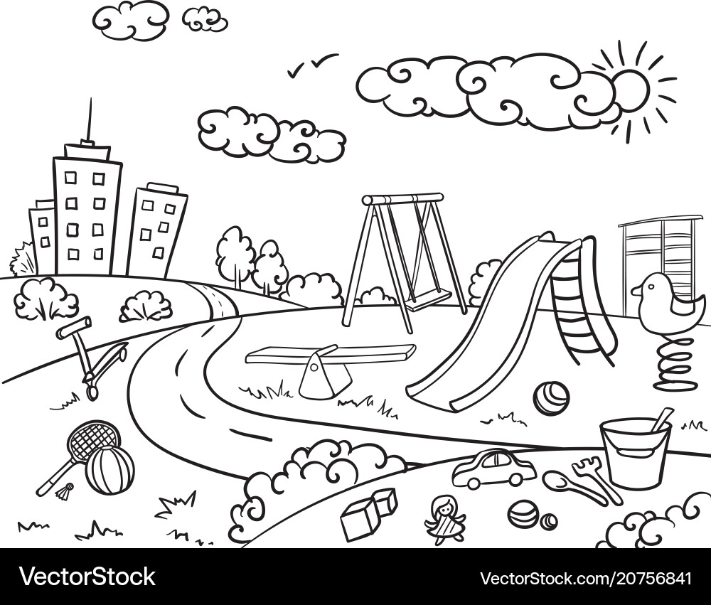 Doodle monochrome children playground concept Vector Image