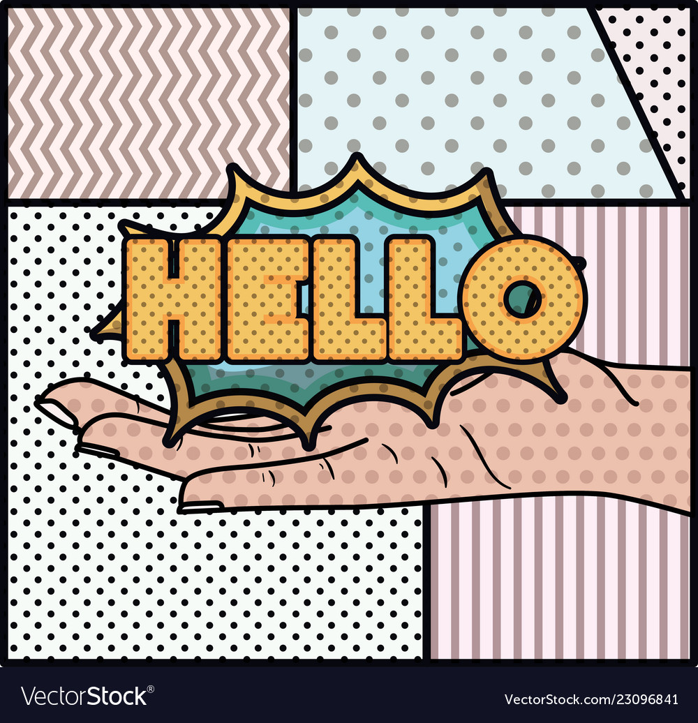 Expression bubble with hello pop art style