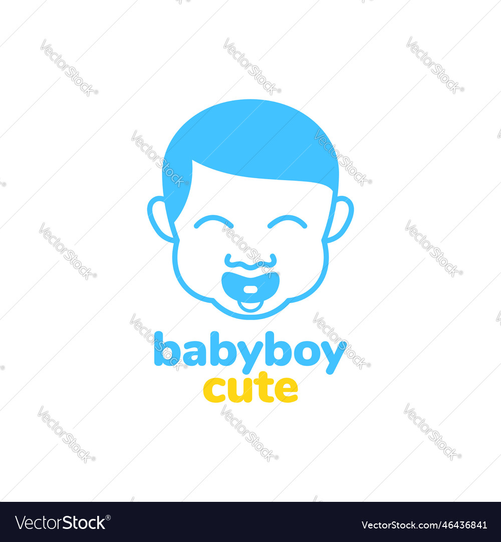 Face head neat hair baby boy pacifier smile happy Vector Image