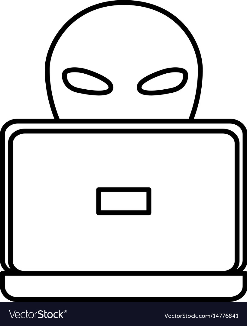 Hacker with computer avatar character