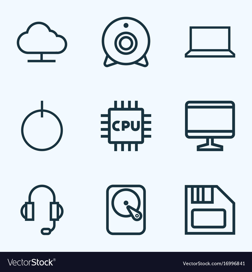 Hardware outline icons set collection of power