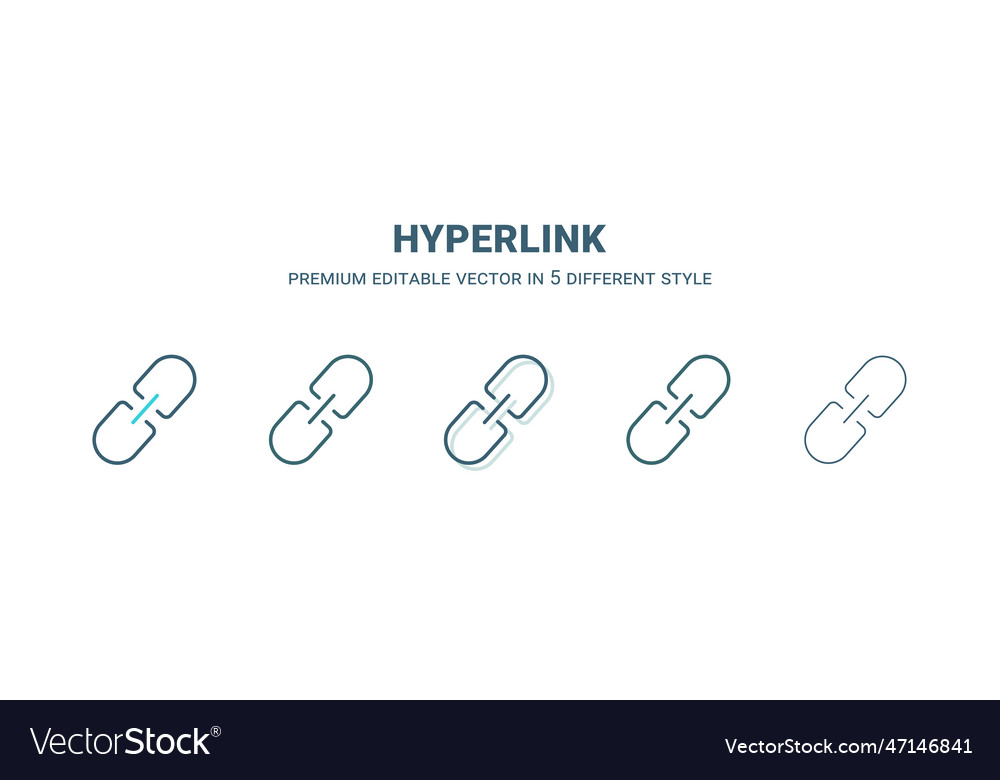 Hyperlink icon in 5 different style outline vector image Hyperlink icon in 5 different style outline
