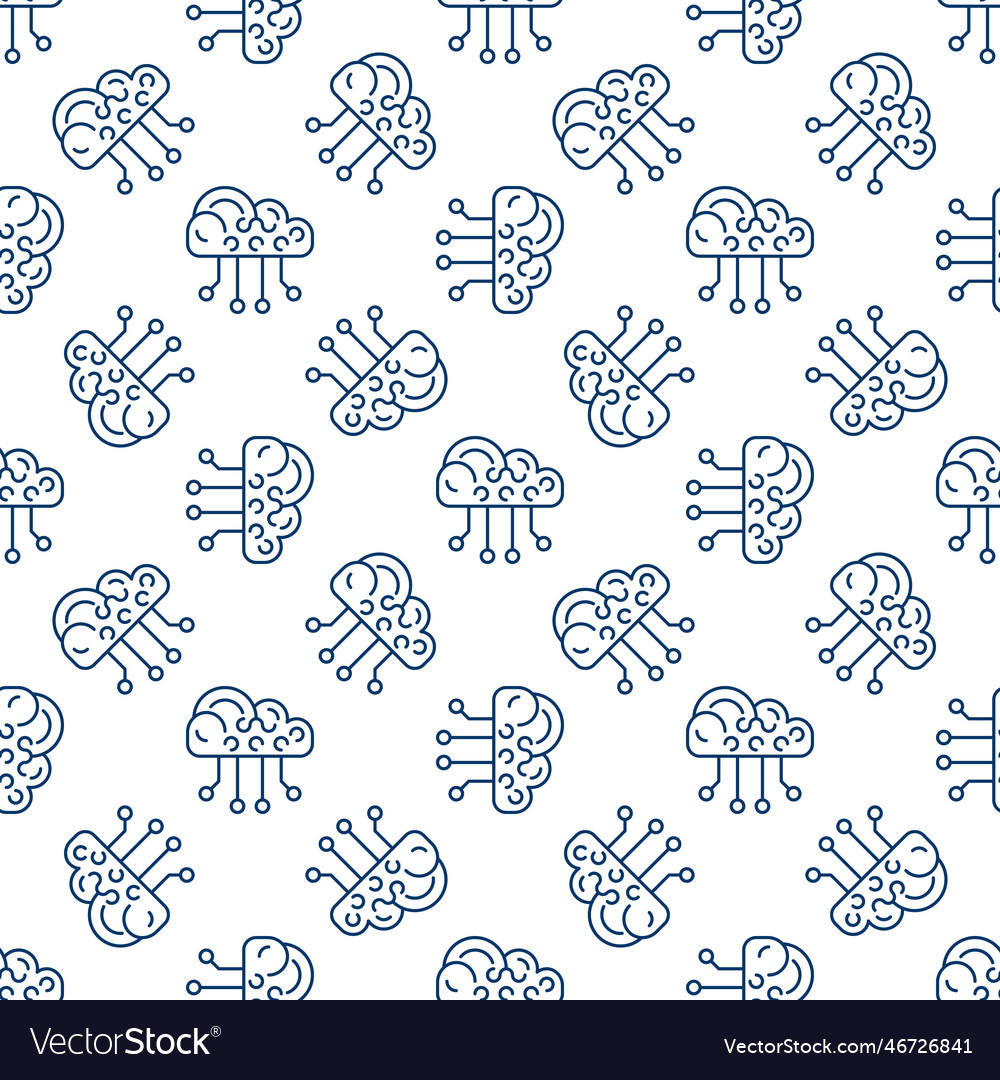 Neural network cloud concept line seamless pattern vector image Neural network cloud concept line seamless pattern