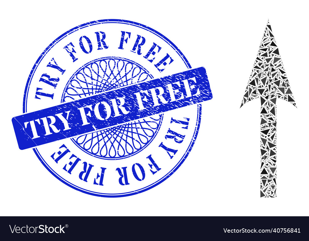 Rubber try for free stamp seal and triangle sharp vector image Rubber try for free stamp seal and triangle sharp