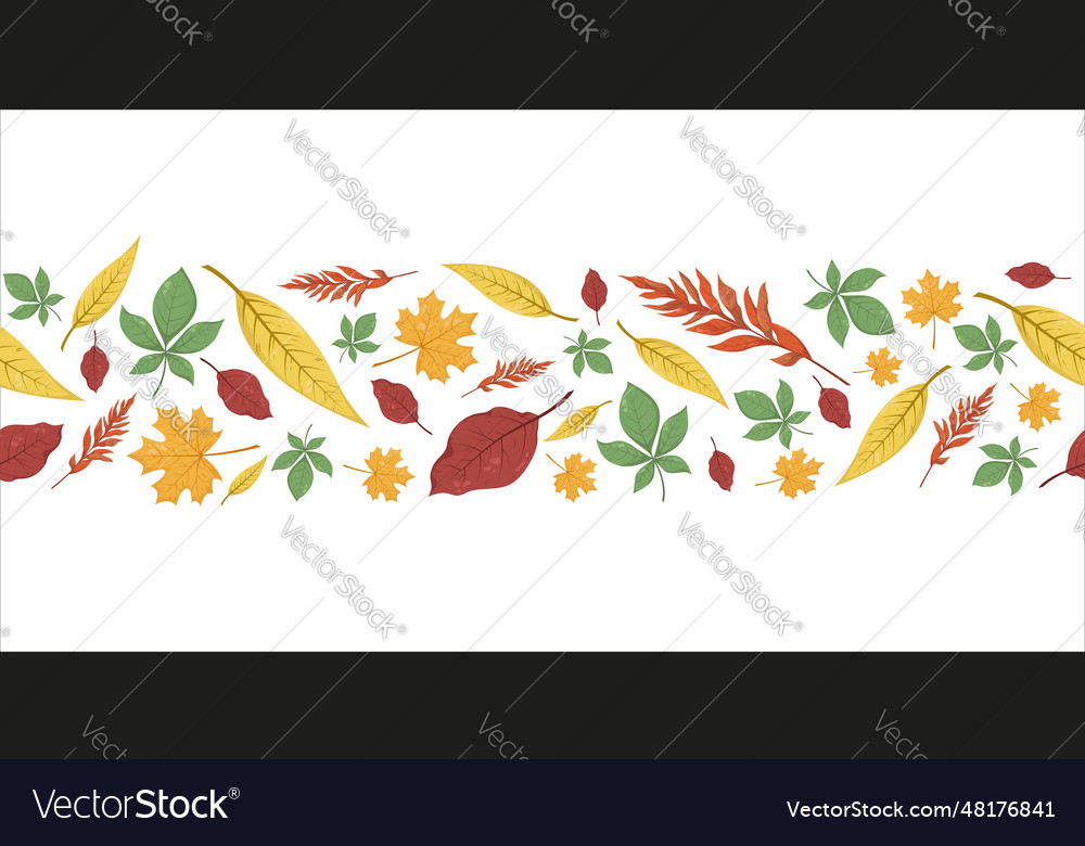 Seamless horizontal pattern with autumn leaves