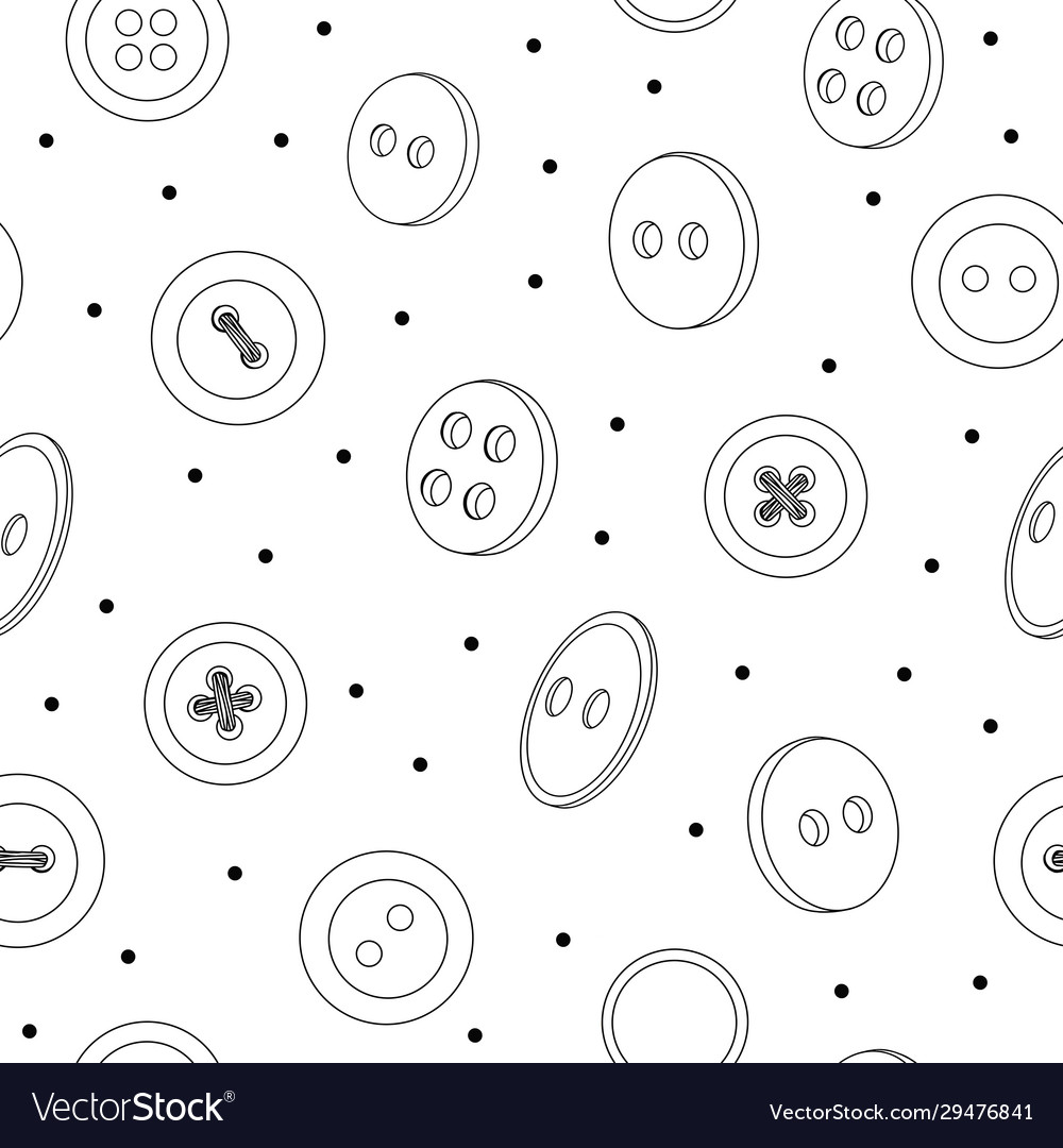 Seamless pattern with buttons black outline Vector Image