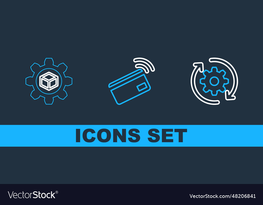 Set line gear and arrows as workflow product vector image Set line gear and arrows as workflow product