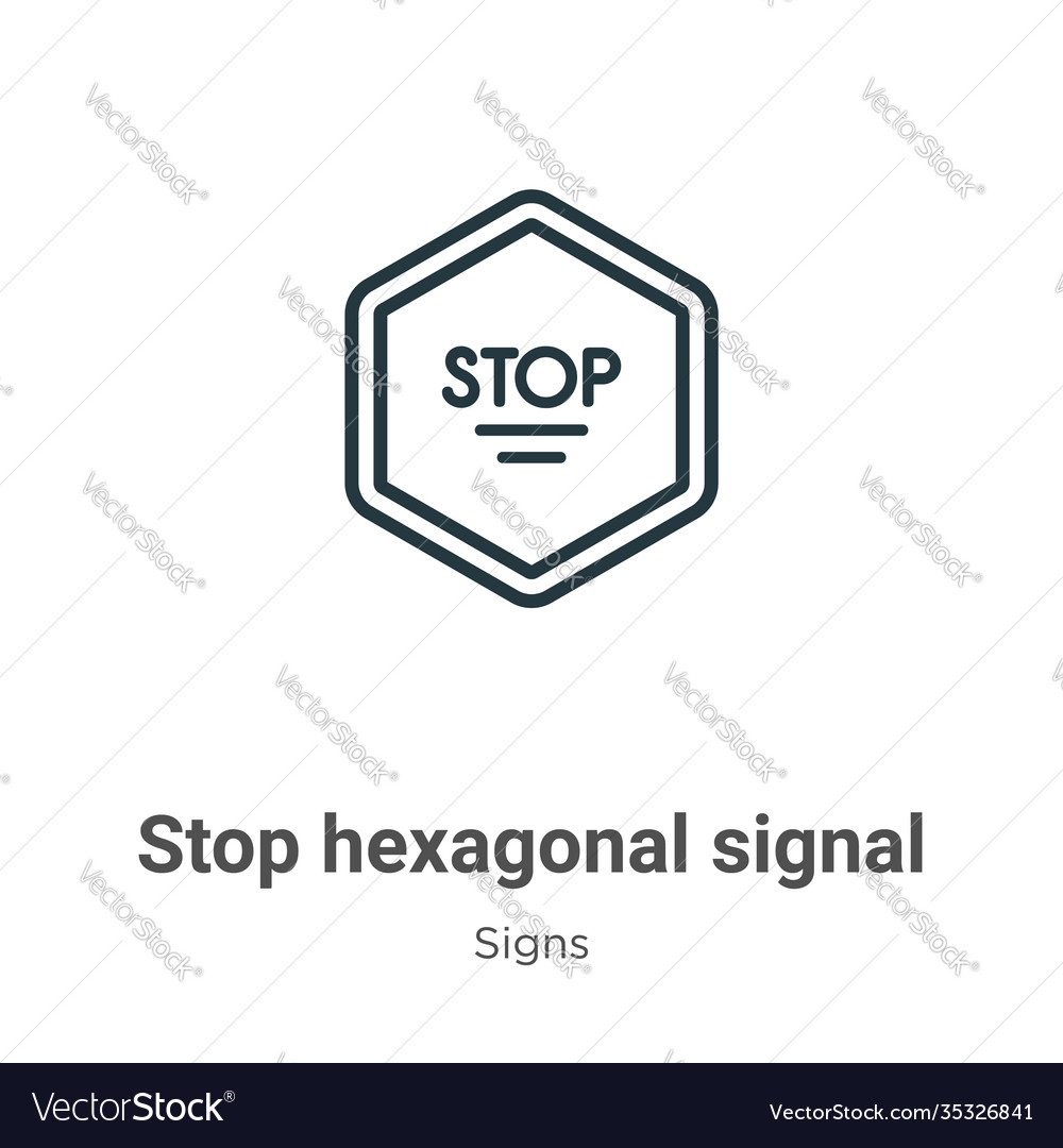 Stop hexagonal signal outline icon thin line