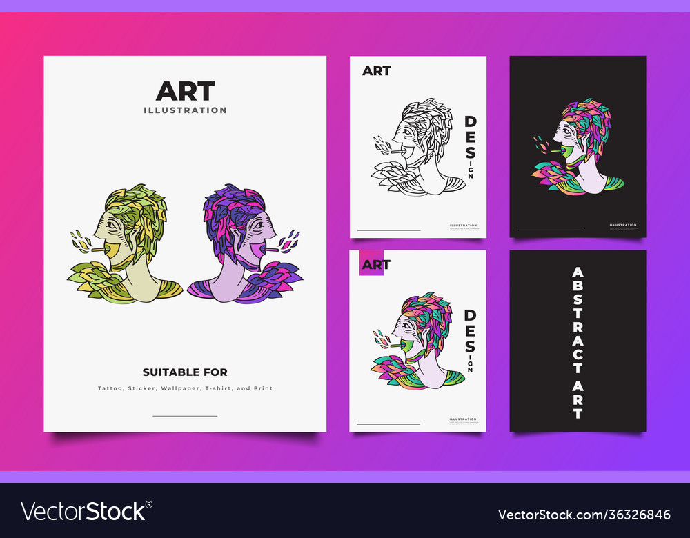 Abstract art with colorful character