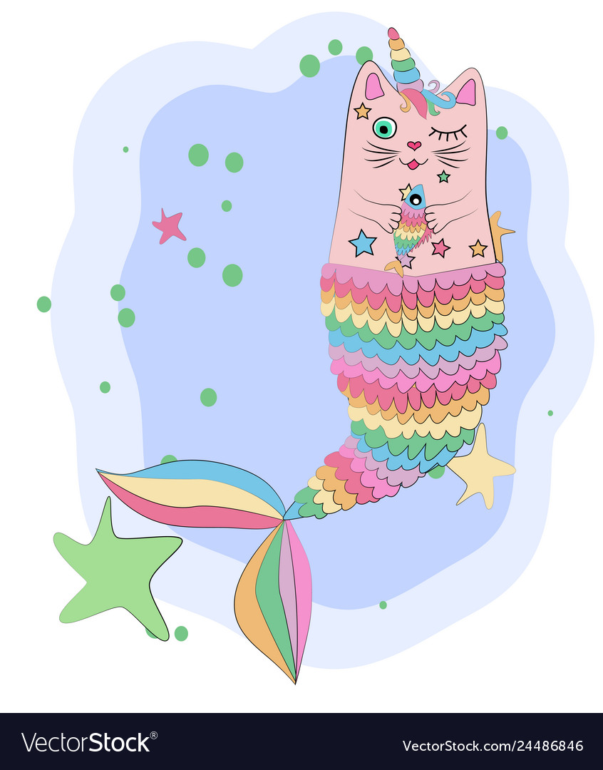 Einhorn mit Meerjungfrauen Schwanz in den Farben vector image Einhorn mit Meerjungfrauen Schwanz in den Farben