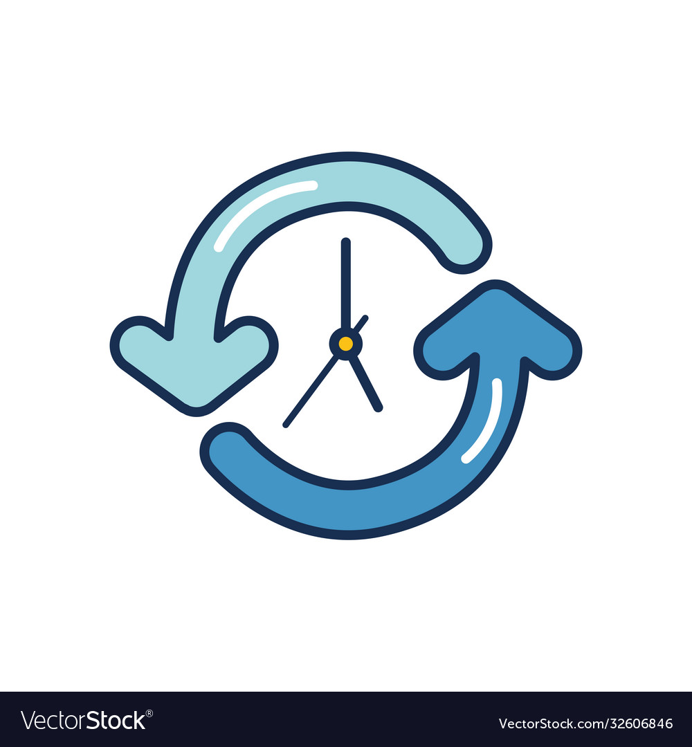 Clock with sync arrows around line fill style