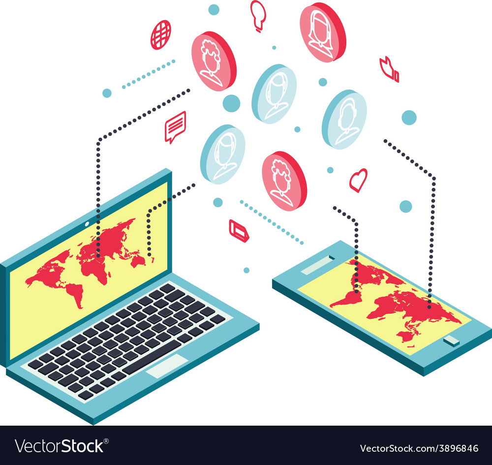 Conceptual image with social networks flat