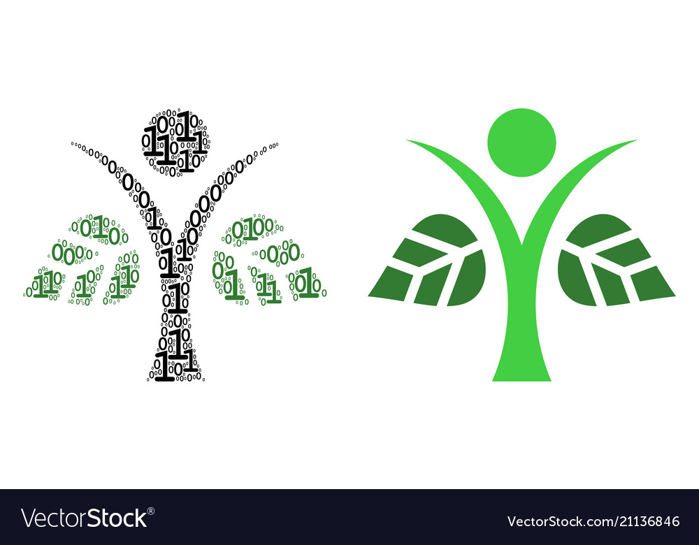 Eco man mosaic of binary digits