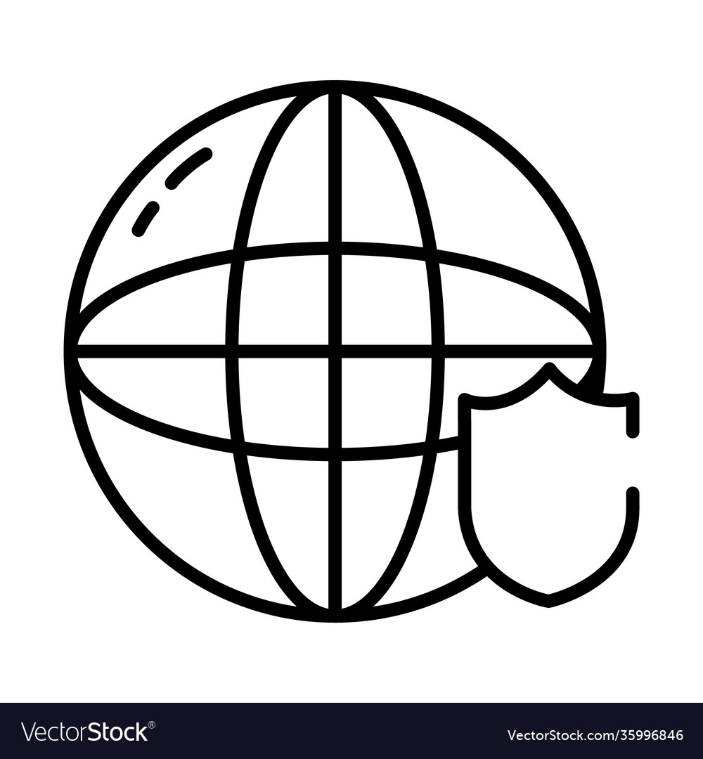 Global sphere and padlock icon half line style