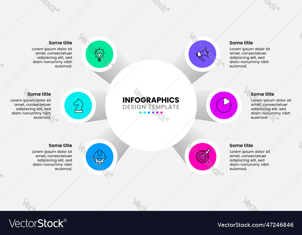 Infographic template 6 3d columns with a title