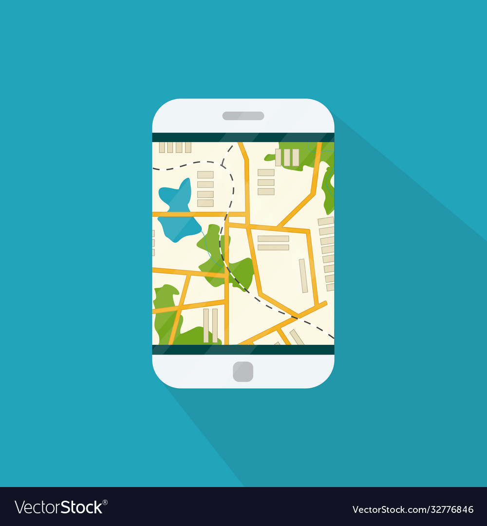 Mobile phone with navigation application vector image Mobile phone with navigation application