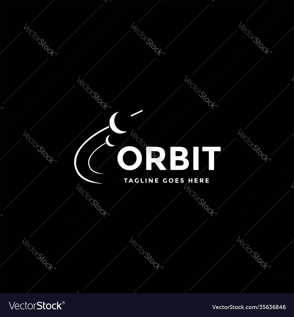 Planet moon earth orbit science logo design vector image Planet moon earth orbit science logo design