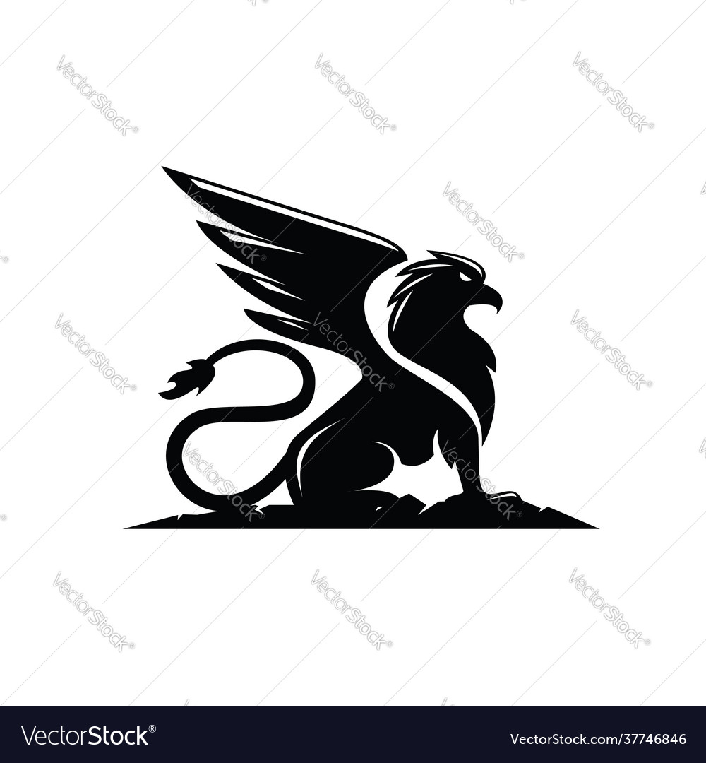 Premium black minimal griffin mythical creature