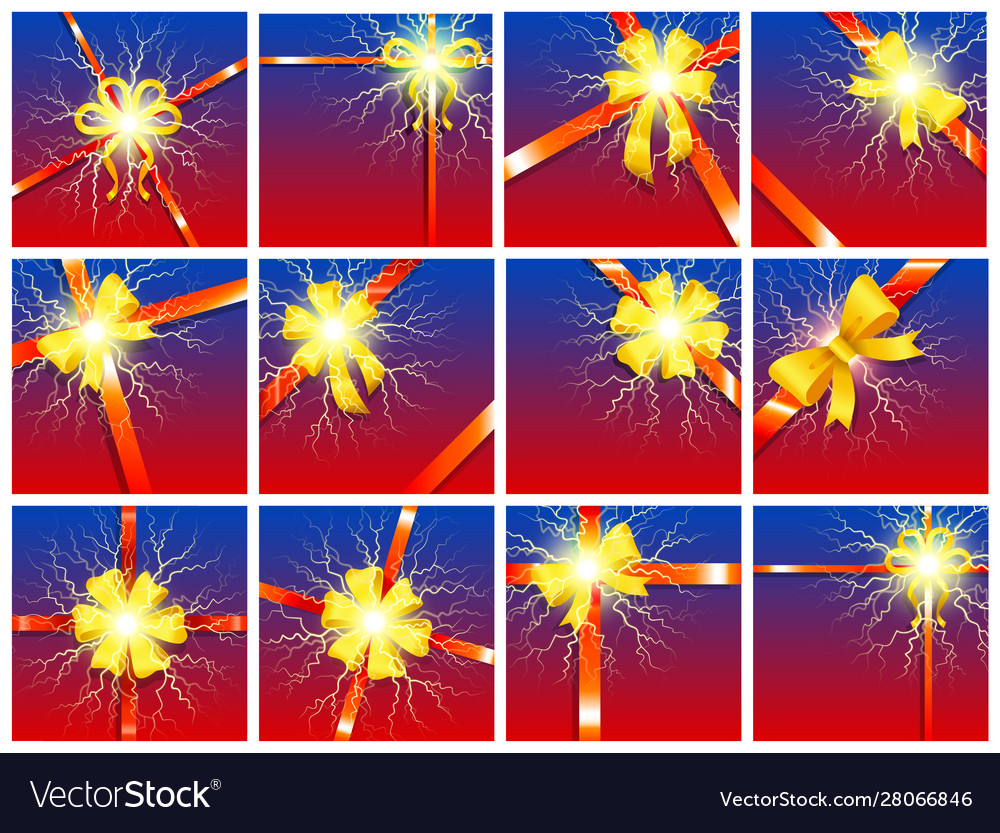 Ribbons bows with lightning effect and gradient