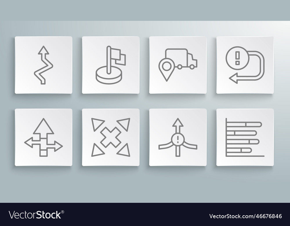 Set line arrow flag many ways directional vector image Set line arrow flag many ways directional
