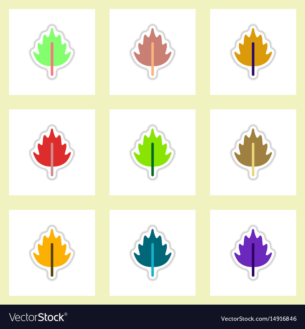Set of labels with shadow leafs icon design