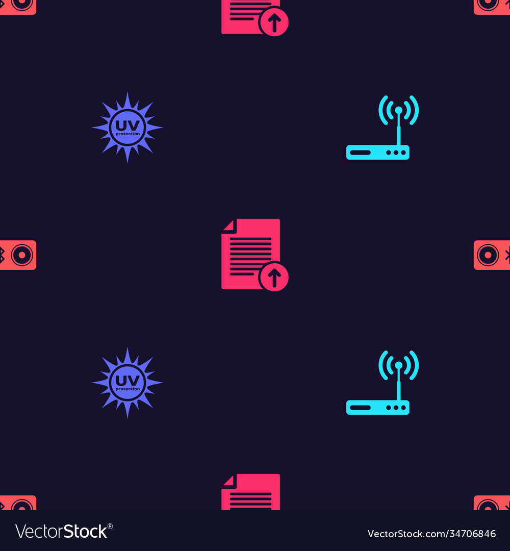 Set router and wi-fi uv protection upload file vector image Set router and wi-fi uv protection upload file