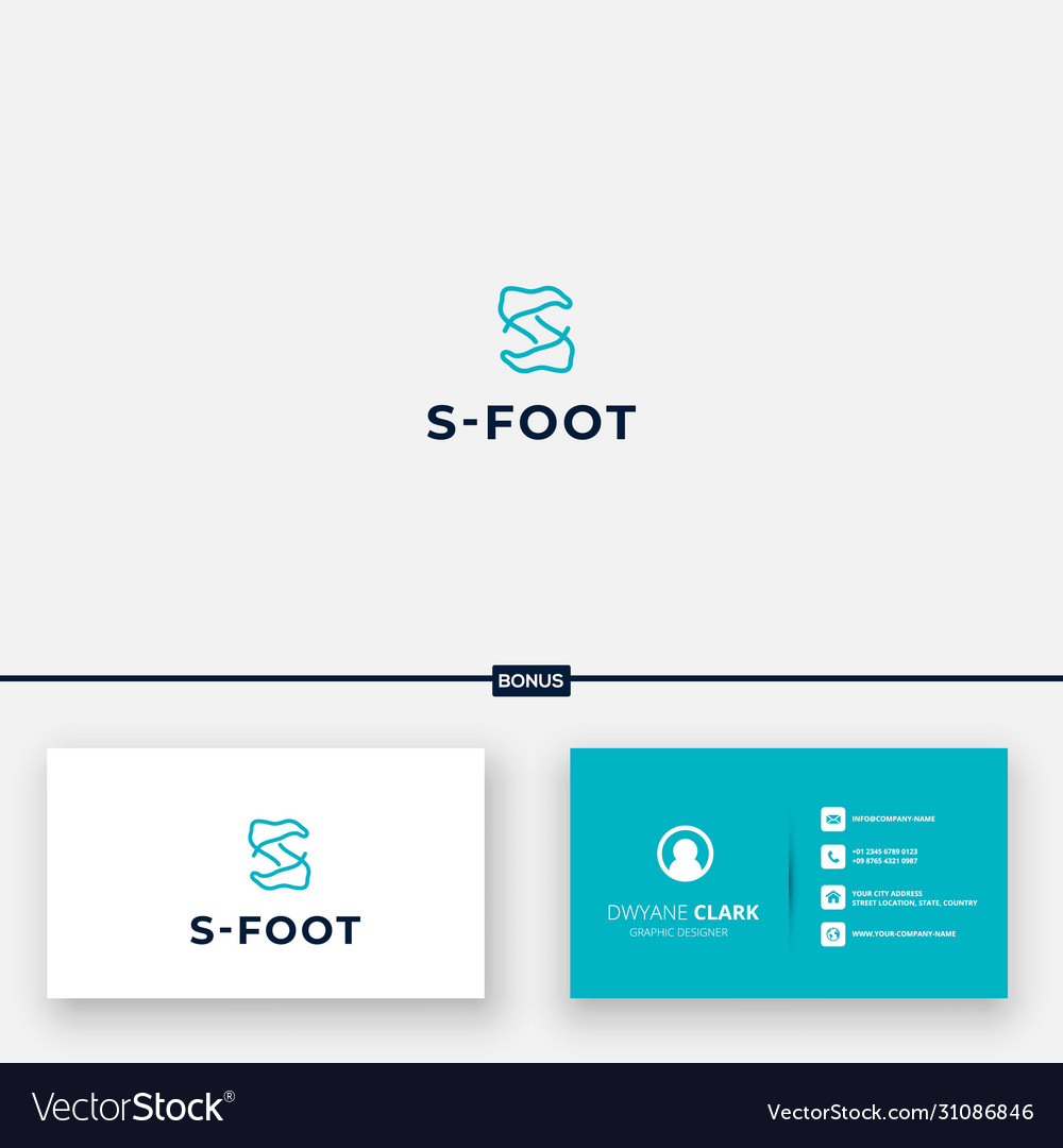 Simple foot logo line art with letter s