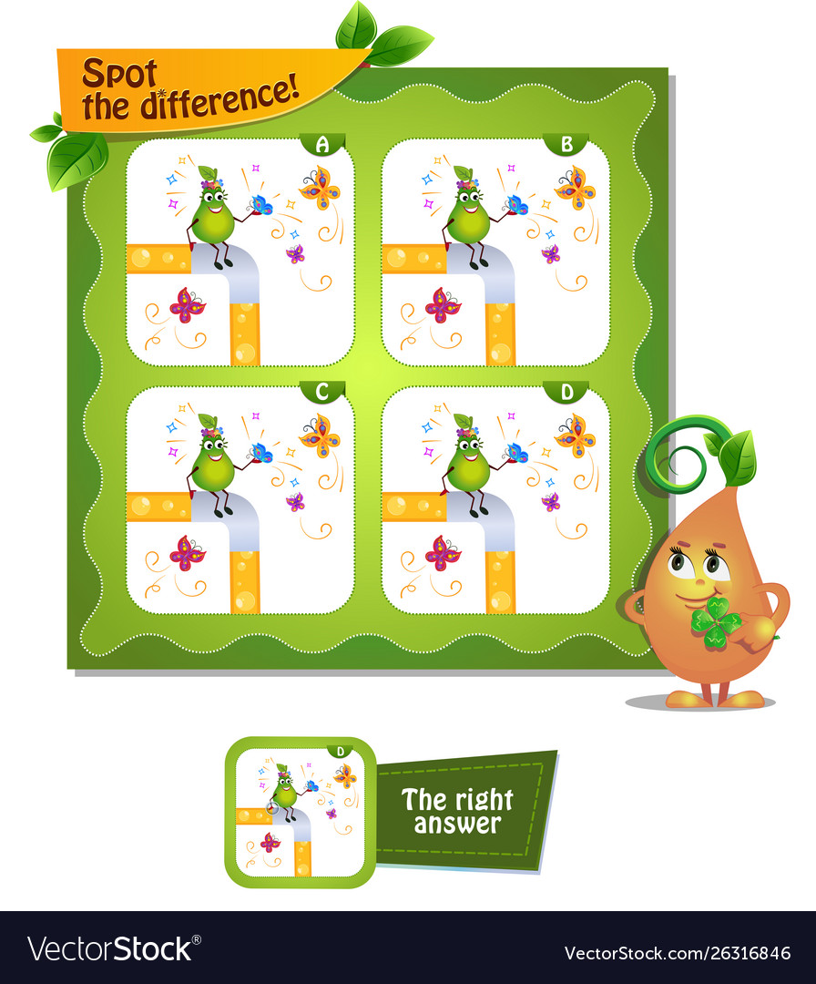 Spot difference butterflies Royalty Free Vector Image