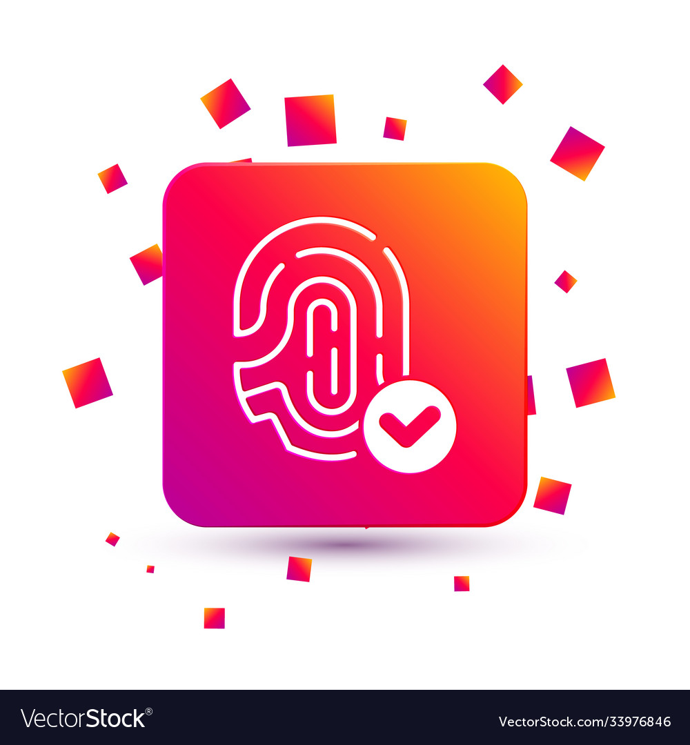 White fingerprint with check mark icon isolated vector image White fingerprint with check mark icon isolated