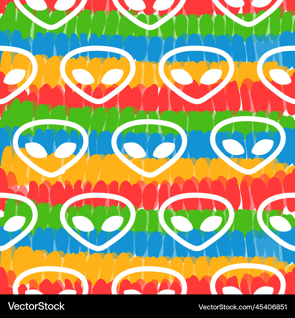 Alien facestie dye seamless pattern background Vector Image