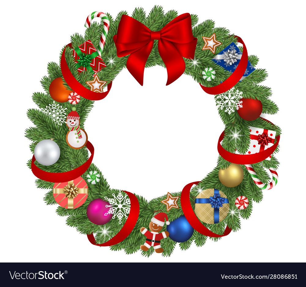 Christmas wreath with red bow