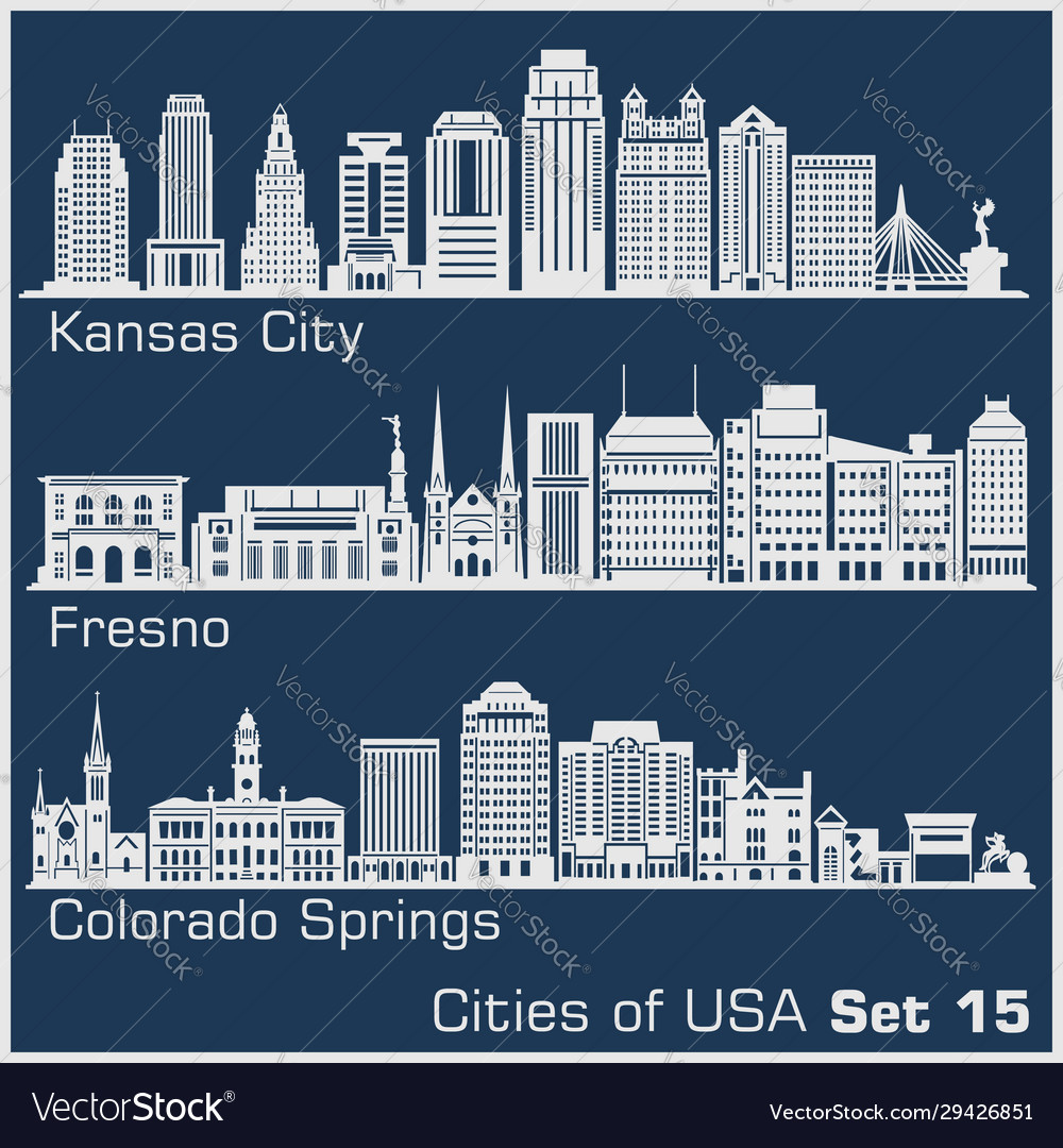 Cities usa - kansas city fresno colorado Vector Image