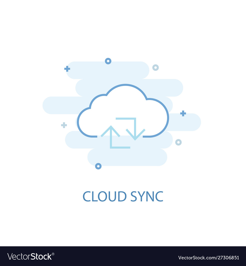 Cloud sync line concept simple icon colored
