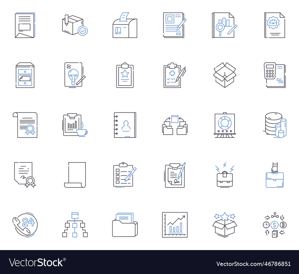 Company records line icons collection archiving Vector Image