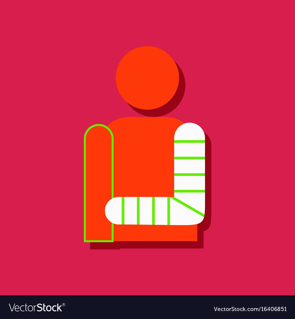 Flat icon design collection man with broken arm