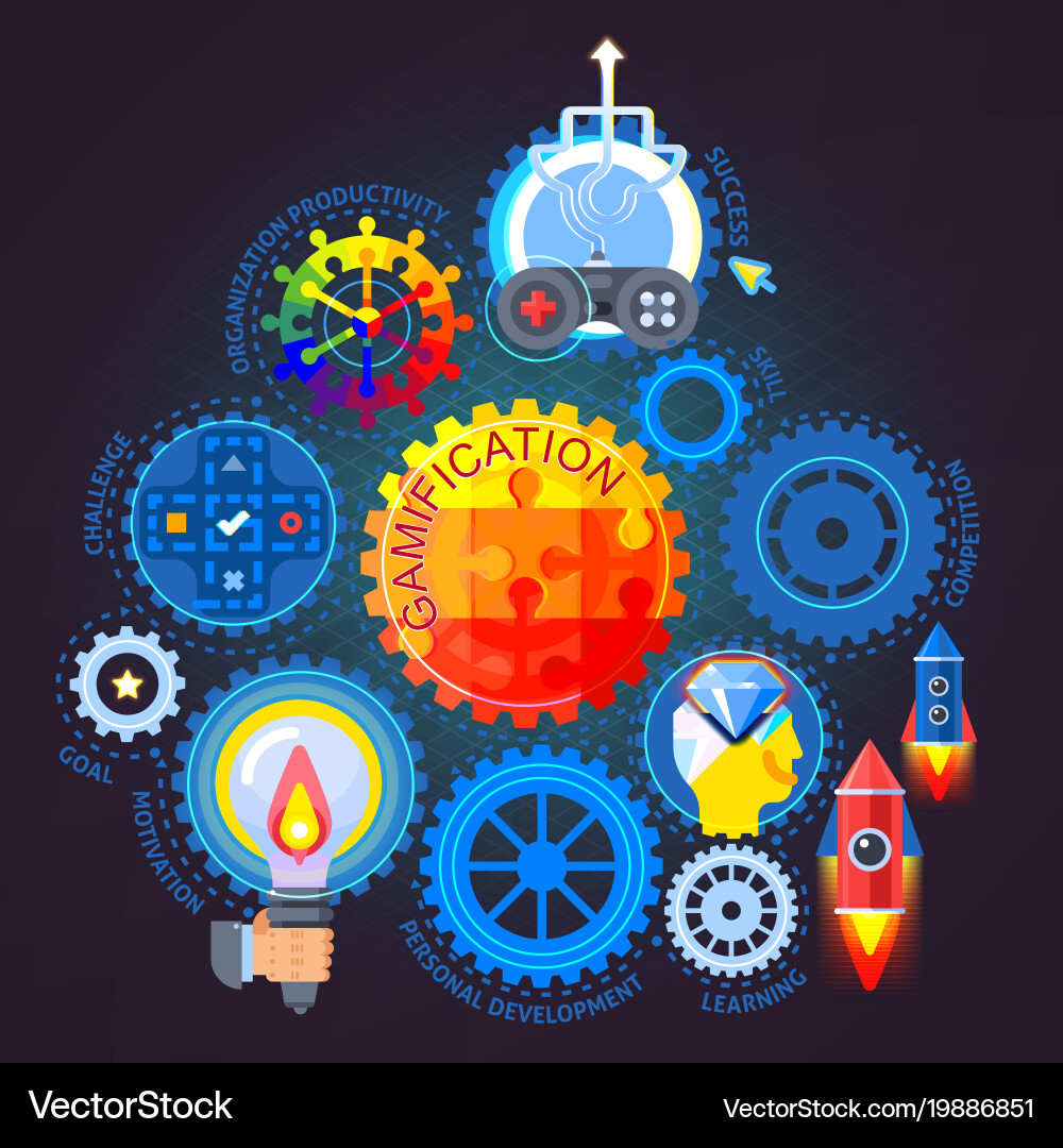 Gamification flat composition Royalty Free Vector Image
