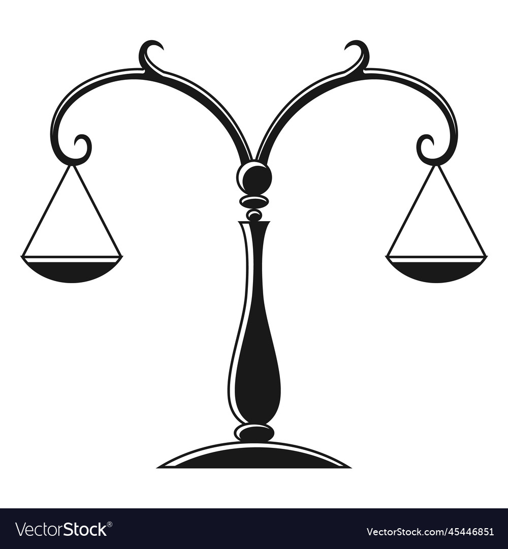 Justice scales silhouette mechanical balancing Vector Image