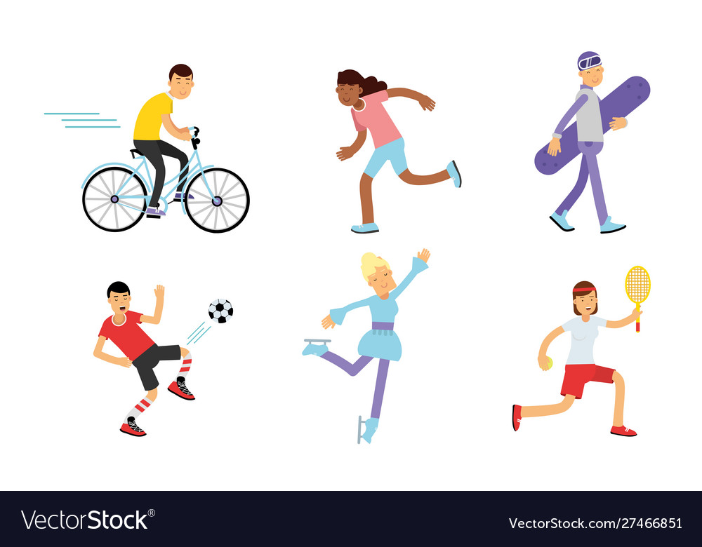 Men and women characters doing various kinds Vector Image