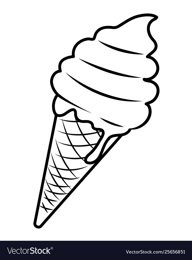 Pop art ice cream cartoon in black and white Vector Image