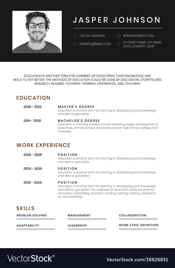 Professional cv editable template Royalty Free Vector Image