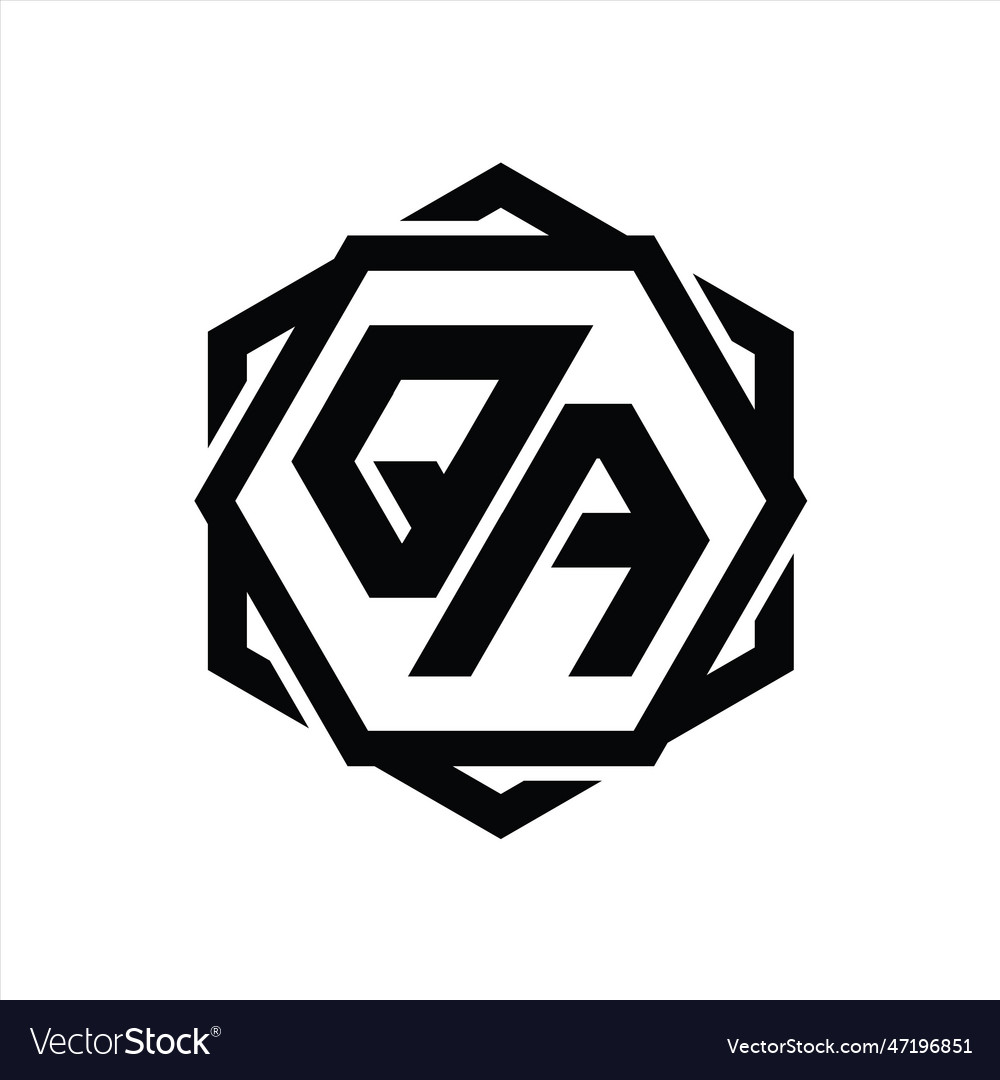 Qa logo monogram hexagon shape with geometric Vector Image Qa logo monogram hexagon shape with geometric