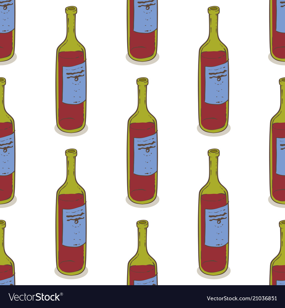 Red wine bottles seamless pattern