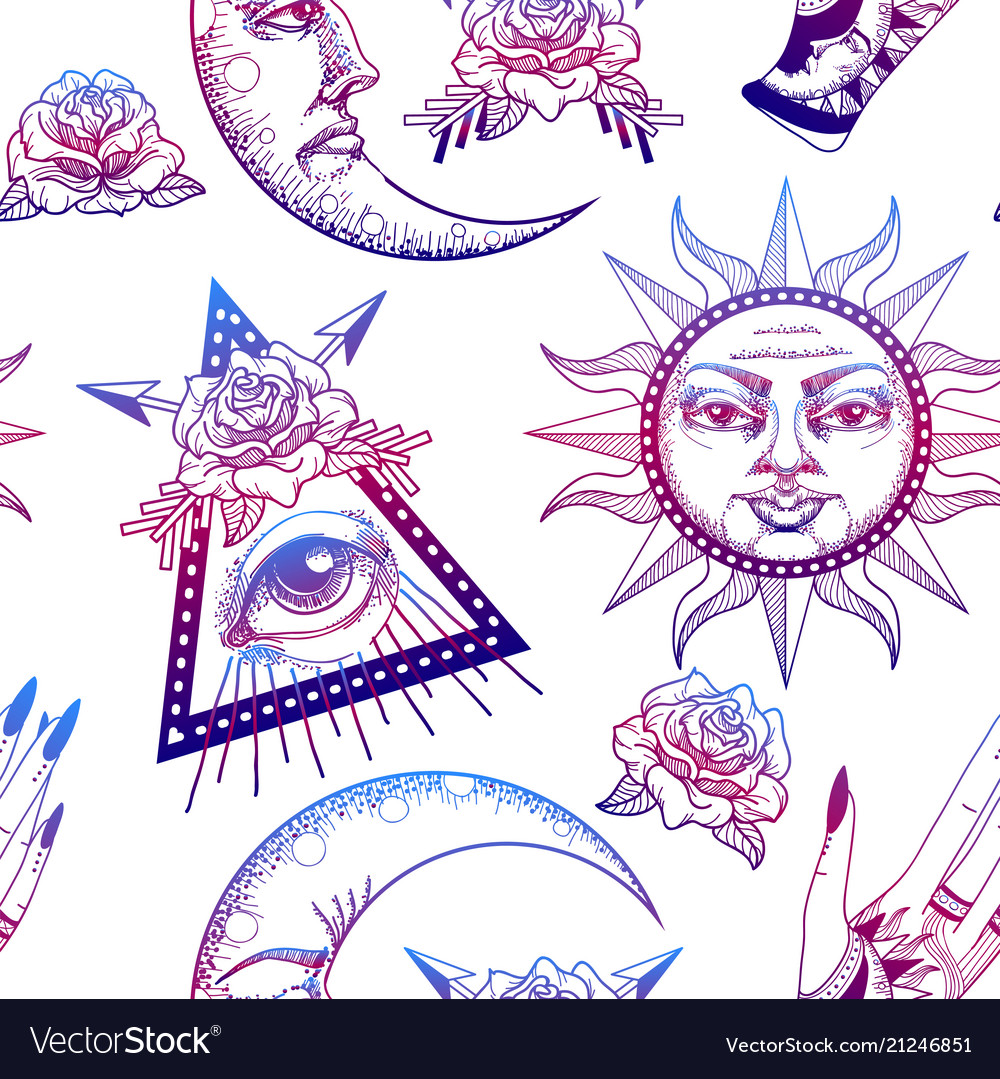 Seamless pattern with ancient astronomical