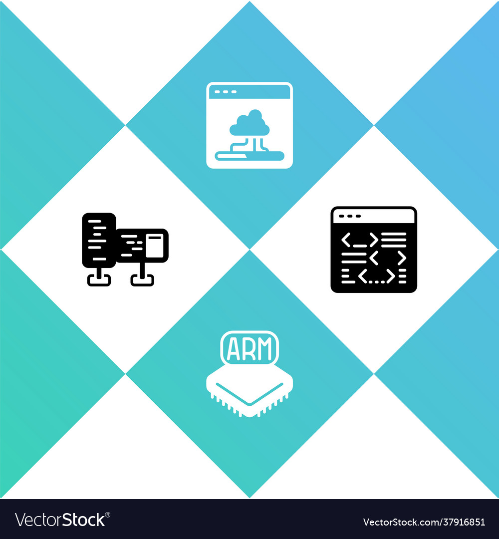 Set computer monitor screen processor cloud vector image Set computer monitor screen processor cloud