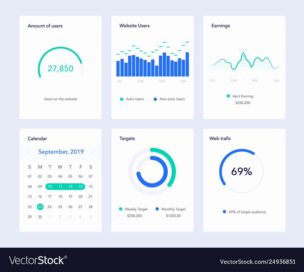 Set flat design ui elements for website Vector Image Set flat design ui elements for website