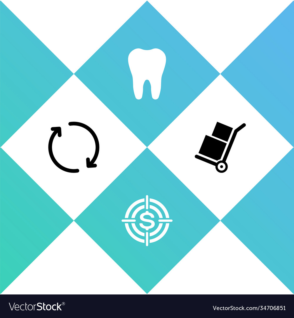 Set refresh target with dollar tooth and hand vector image Set refresh target with dollar tooth and hand