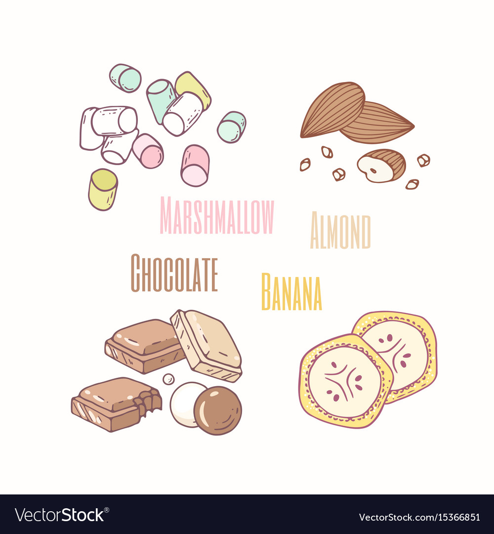 Sweets - marshmallow almond chocolate and banana