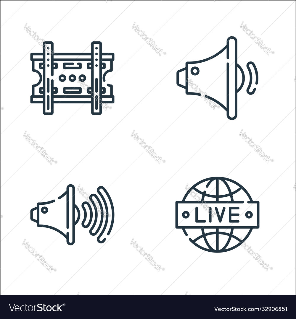 Television line icons linear set quality